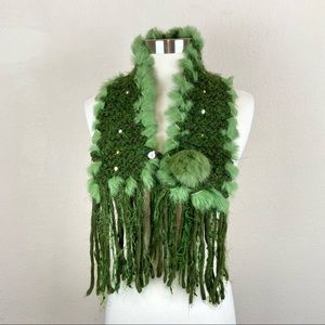 Hand Made Knit Fringe Scarf